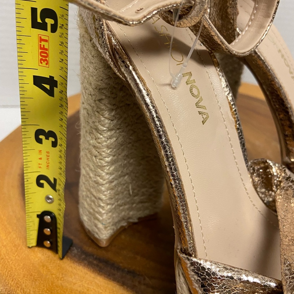 Fashion Nova Rose Gold Ankle Strap Espadrille Heels - Picture 7 of 8